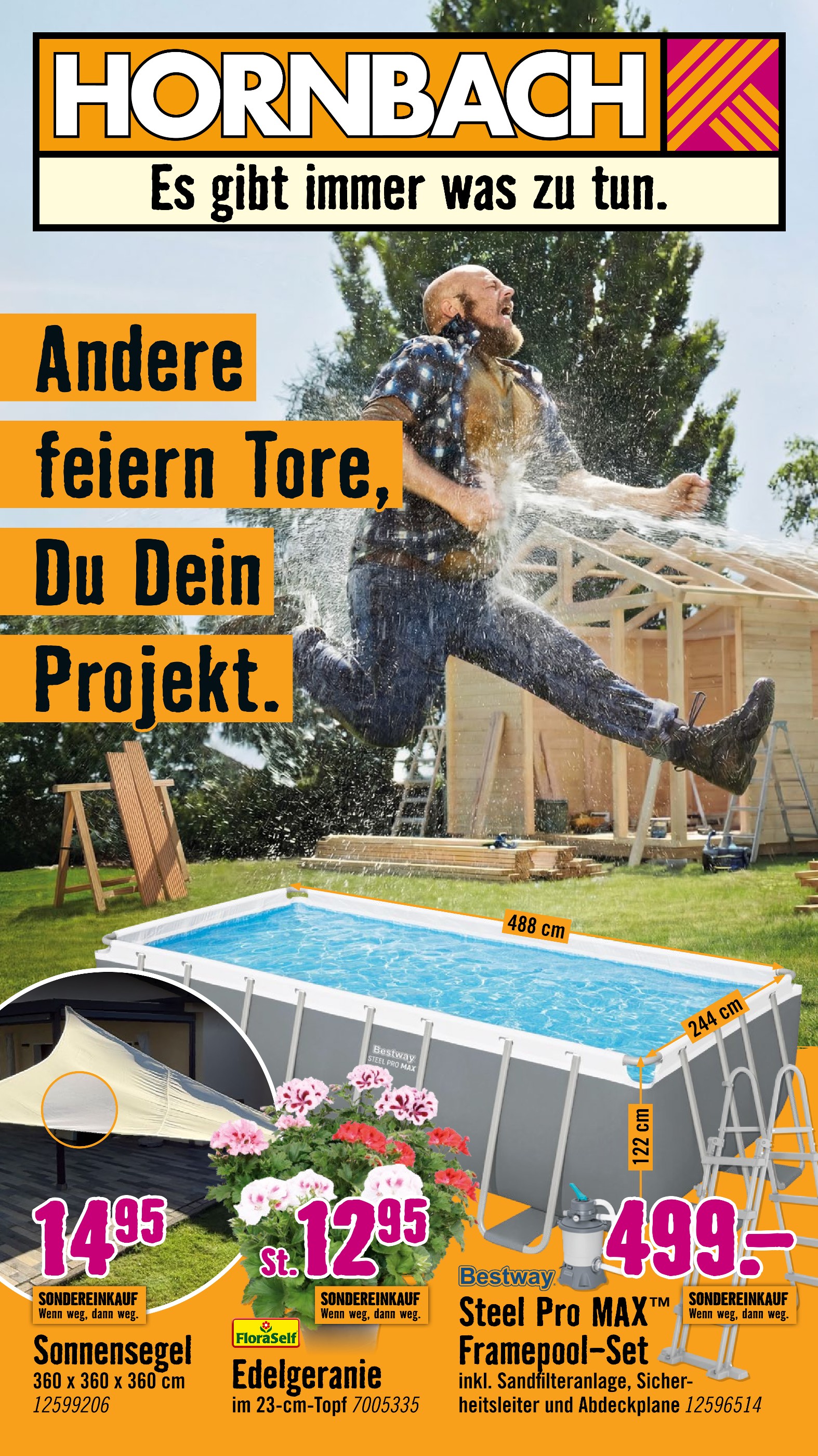 Aktueller Hornbach Prospekt, "Andere feiern Tore, du dein Projekt", mit Angeboten der Woche, gültig von 24.06.2026 bis 24.06.2026